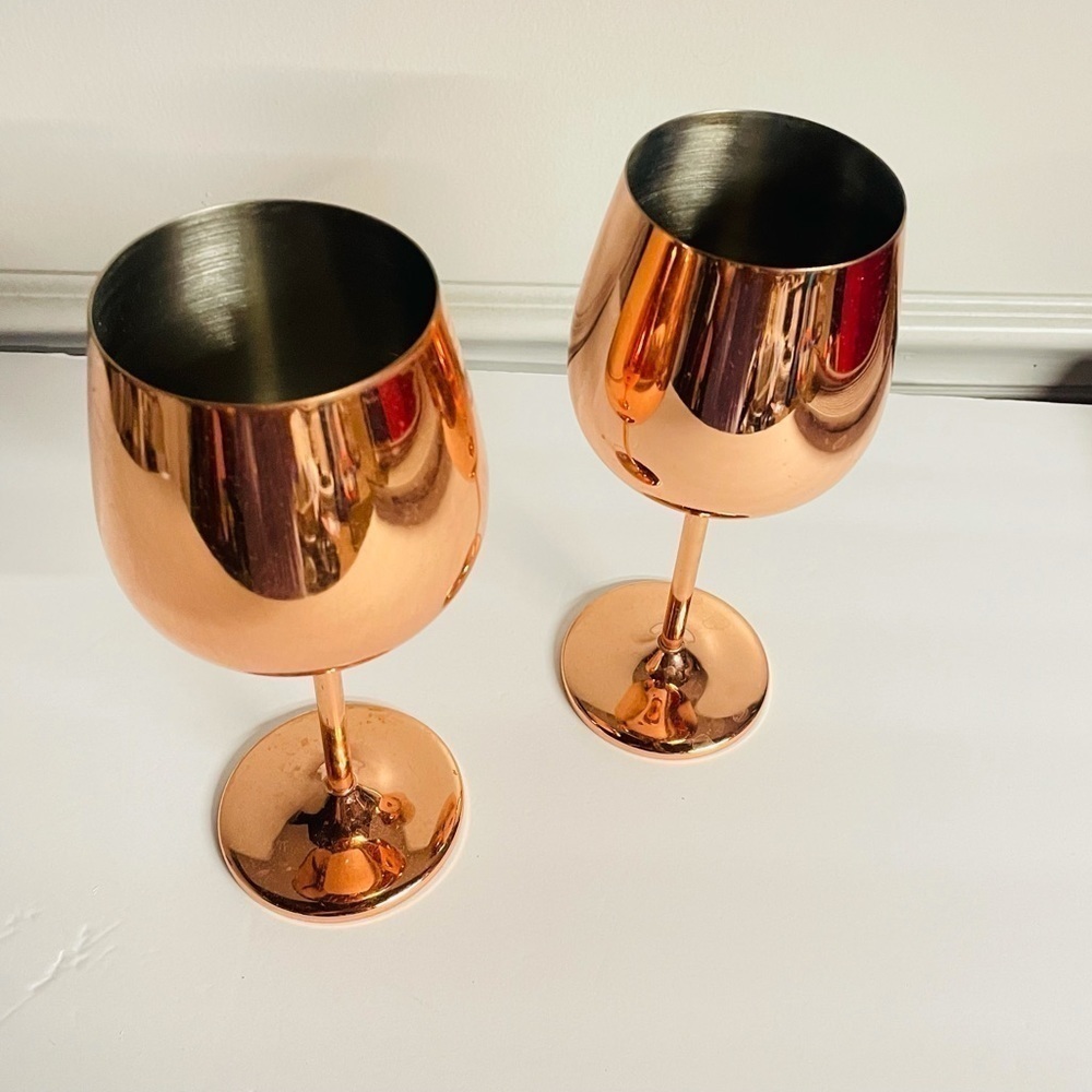 Rose Gold wine glasses Pier 1 2 set bundle - Picture 1 of 3